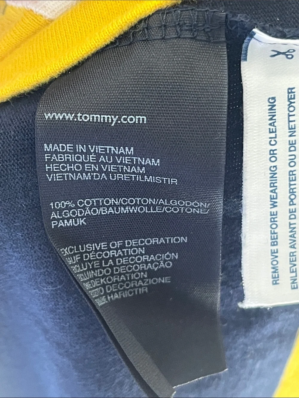 Tommy Hilfiger Rugby Men’s Navy & Yellow Striped Crewneck Sweater preppy us open